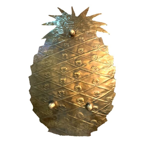 Pineapple-Shaped Brass Platter Metal Design Decorative - Picture 2 of 9